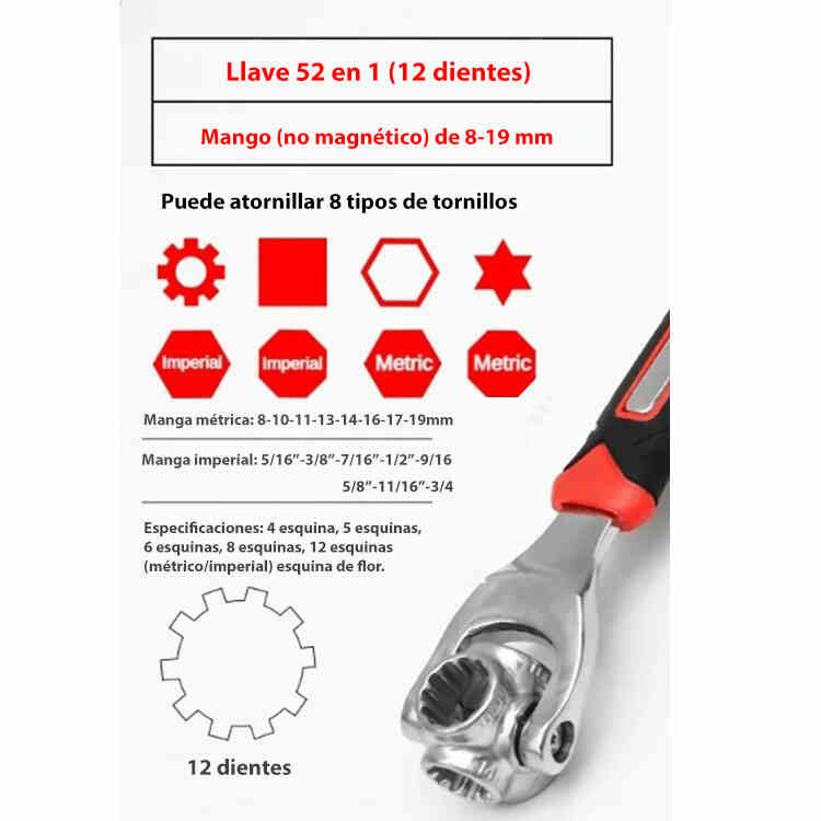 LLAVE UNIVERSAL 360° Multiusos 48 Funciones En 1 Fácil Uso